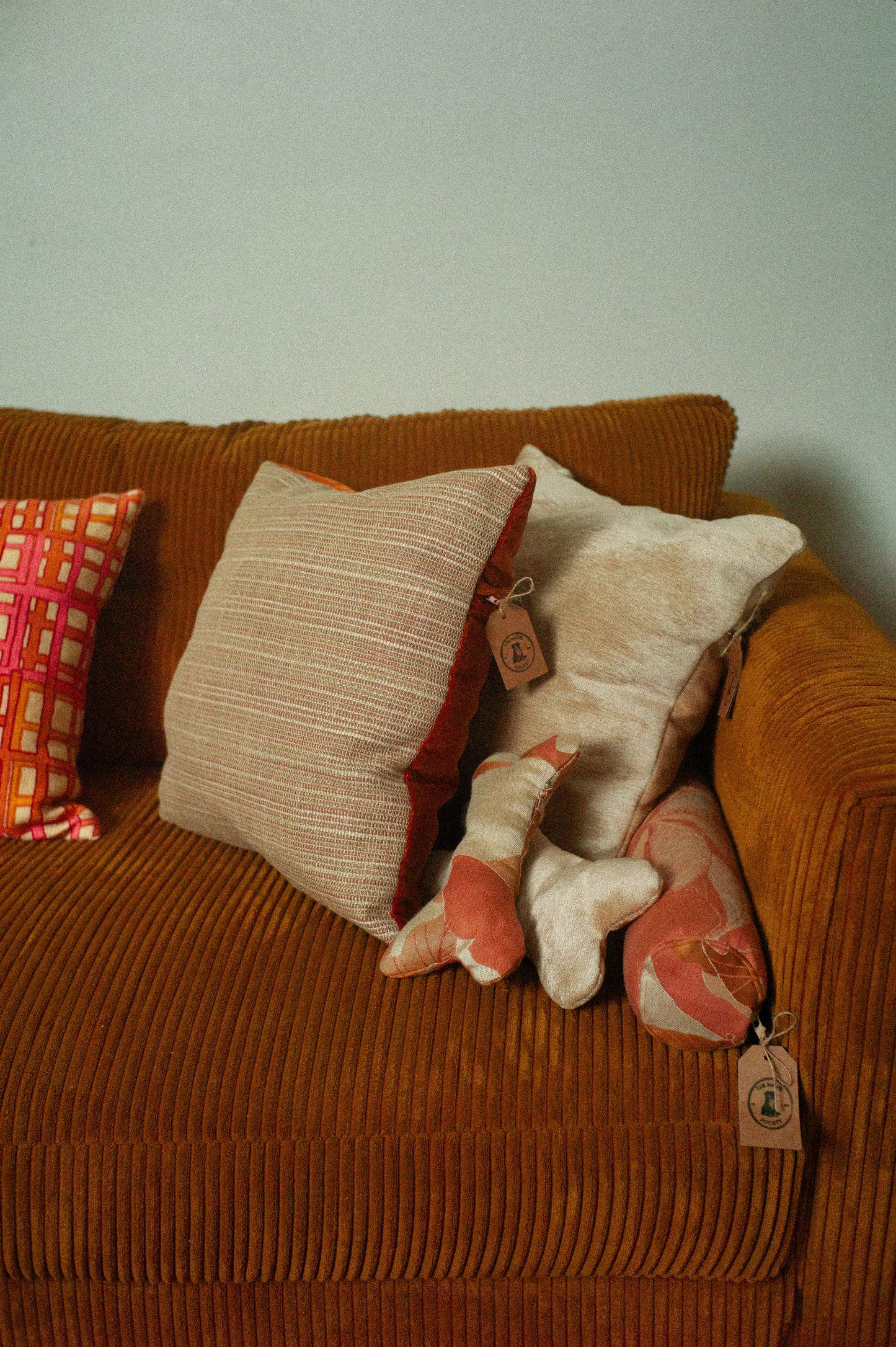 The Drawing room cushion - Sunset & orange velvet