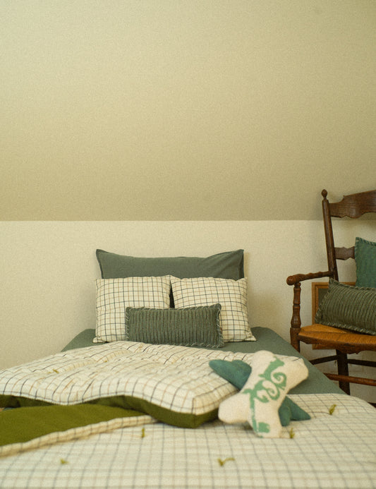 Matching set : Checked & sage green