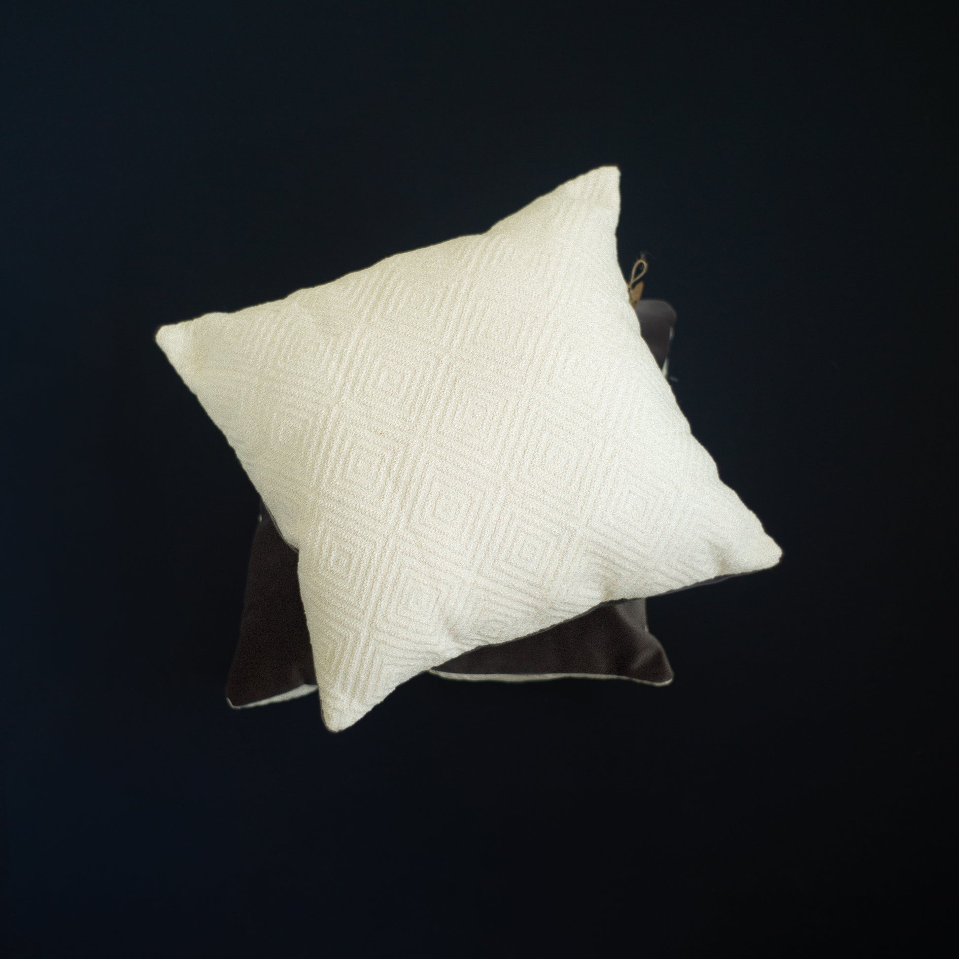 White textured pillow reversible grey velvet