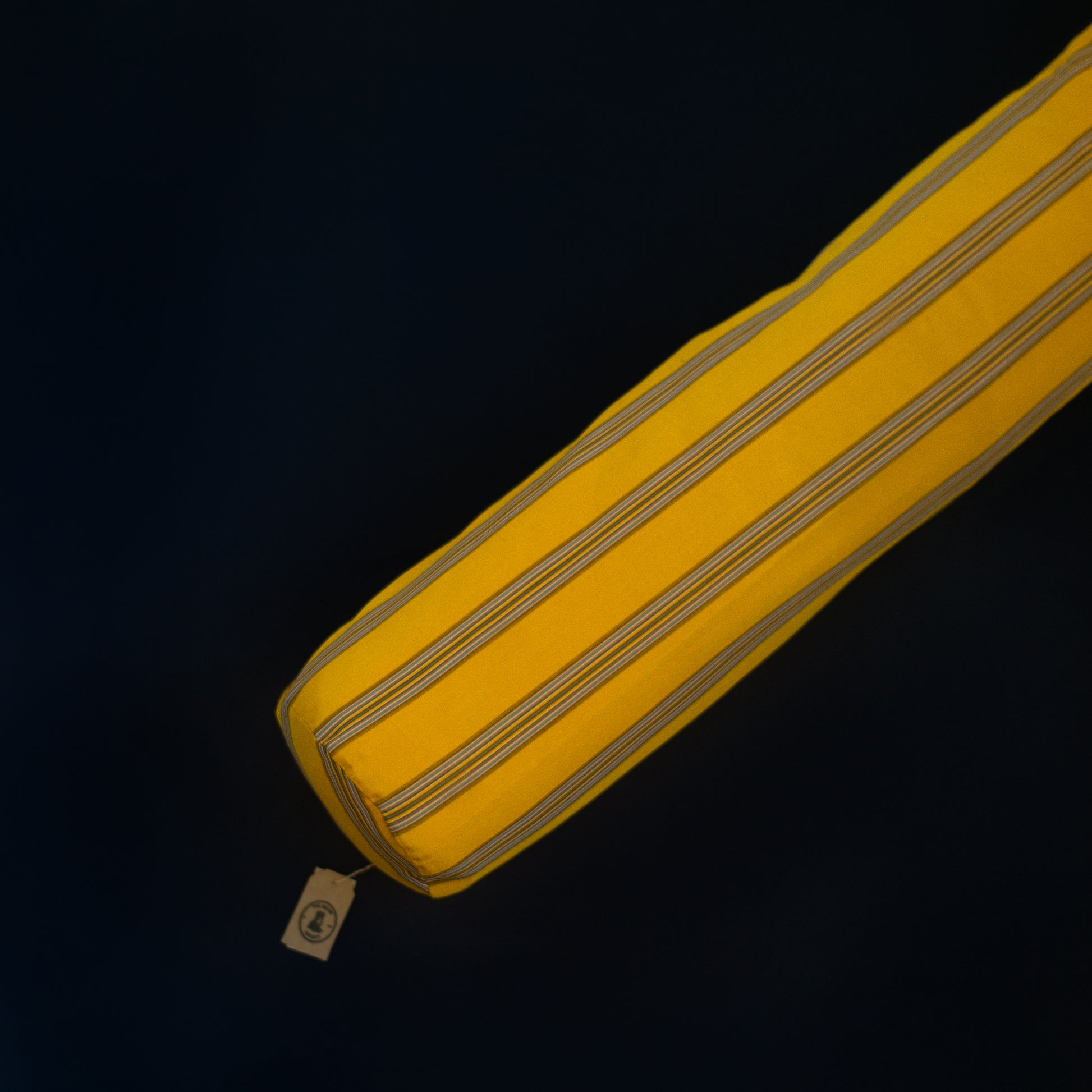 Yellow mustard silk bolster with stripes 