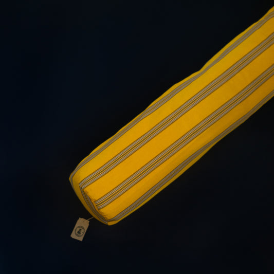 Yellow mustard silk bolster with stripes 