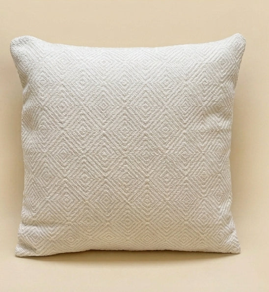 The Manor cushion - Flame stitch textured blue & off-white