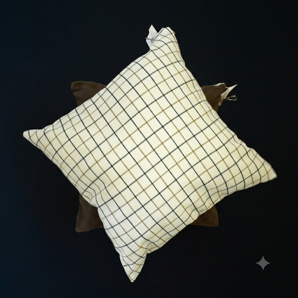 Drawing Room cushion - Checked brown