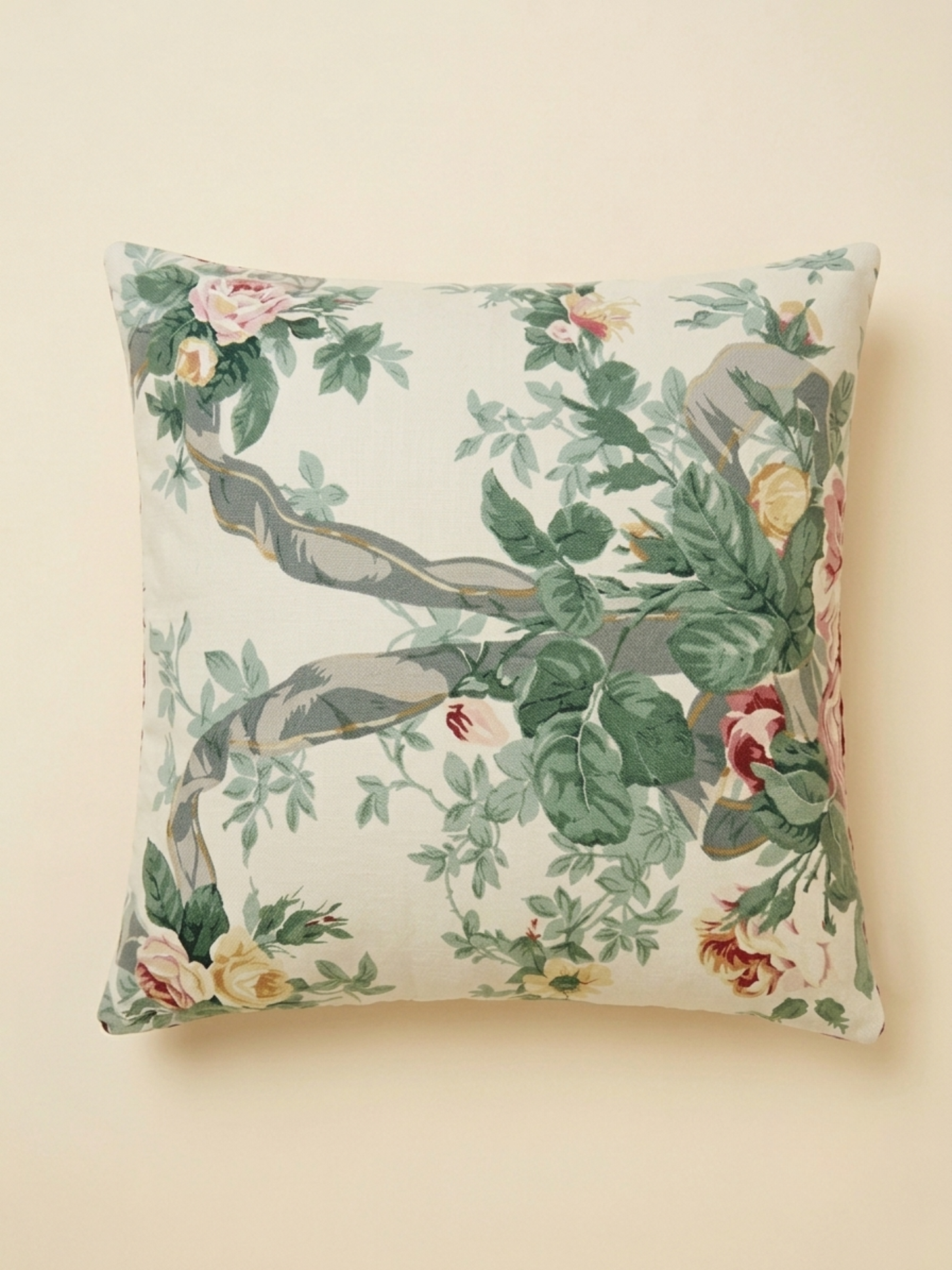 Drawing Room cushion - Raspberry & roses
