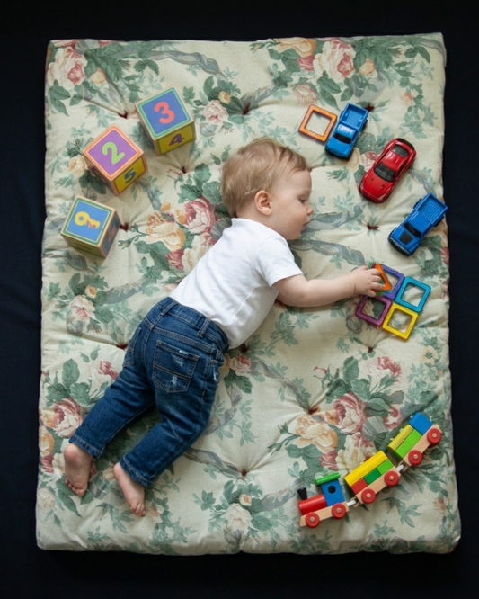 The Nursery mattress - Roses & raspberry playmat